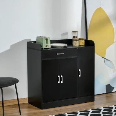 HOMCOM Sideboard Buffet, Storage Cabinet with Drawer, 3 Doors and Adjustable Shelf, Black