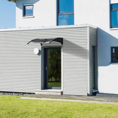 Outsunny Copertina de Exterior din Policarbonat pentru Usi si Ferestre cu Kit de Montare 100x100x26cm - Maro(m-11)