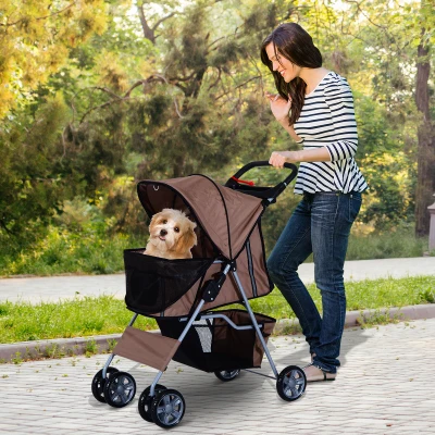 PawHut hondenwagen hondenbuggy honden pet stroller buggy 4 kleuren 3/4 wielen
