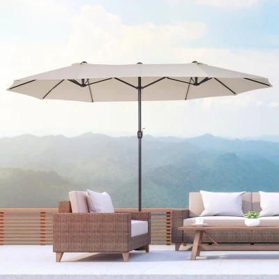 Umbrela de Gradina Impermeabila Anti-UV 460x270x240cm Bej