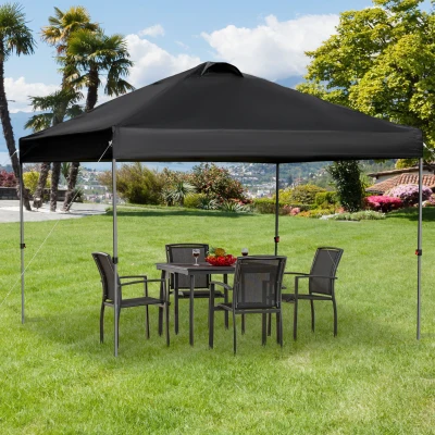 Outsunny Pavillon ca. 3x3m, wasserdicht Stabil Winterfest Pop-up Faltpavillon, UV Schutz, Faltbar Partyzelt, Gartenzelt mit Tasche, Gartenpavillon für Camping Garten, Schwarz