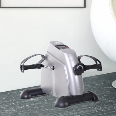HOMCOM Mini Heimtrainer Fitnessbike Pedaltrainer mit LCD-Display verstellbarer Widerstand Arm und Beintrainer Hometrainer Fitnessgerät für Senioren Zuhause Heim Büro 35 x 40 x 31 cm Silber