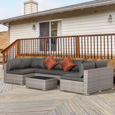 Set Mobilier de Gradina 4 Piese din Ratan PE, gri