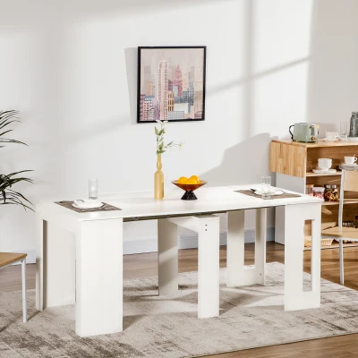 HOMCOM Mesa de Comedor Extensible para 4-6 Personas Mesa Auxiliar Multifuncional para Estudio Cocina 180x85x75 cm Blanco