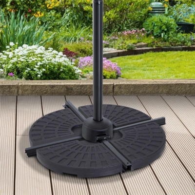 Outsunny parasoolvoet, parasoolvoet, 4 delen, vullbaar, voor 52 kg water of 68 kg zand, 48 x 48 x 8 cm