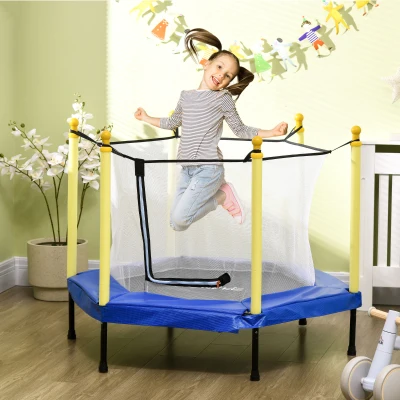 ZONEKIZ Trampolim para Crianças com Rede de Segurança 122x122x97 cm Azul