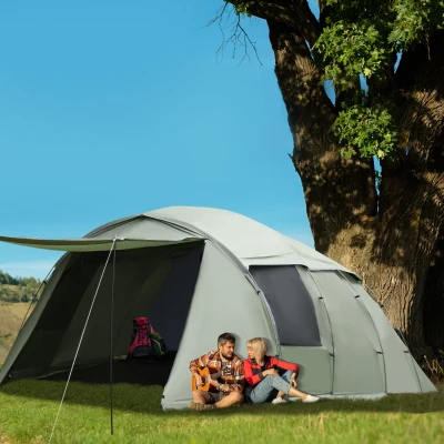 Outsunny Tenda de Campismo para 4-6 Pessoas Impermeável PU2000 com Proteção UV30+ e Bolsa de Transporte 610x385x220 cm Verde