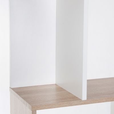 HOMCOM Estantería en Forma de S Alta con 5 Estantes Diseño Moderno para Salón Oficina 60x24x184,5cm Blanco y Madera(m-9)