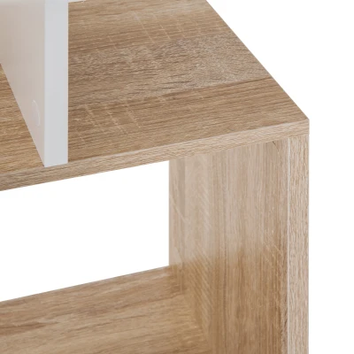 HOMCOM Estantería en Forma de S Alta con 5 Estantes Diseño Moderno para Salón Oficina 60x24x184,5cm Blanco y Madera(m-8)