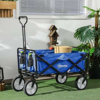 Outsunny bolderkar, inklapbare handkar, 360° tuinwagen, transportkar, strandkar, stalen frame, Oxford, 107 x 51 x 91,5 cm bolderkar handkar transportkar strandkar staal Oxford | Aosom.nl