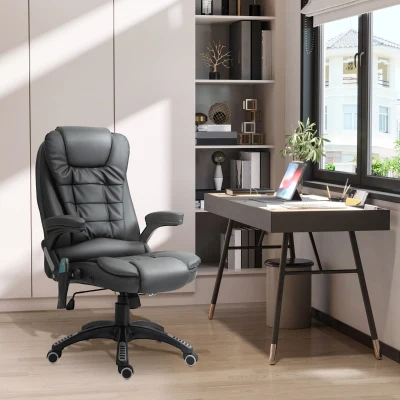 HOMCOM Cadeira de Escritório Tipo Poltrona Giratória Inclinando e Elevando Cor Preto 62x68x111-121 cm