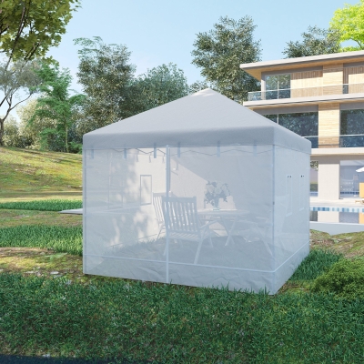 Outsunny 4 Redes Mosquiteiras para Tendas com 6 Janelas Enroláveis Porta com Fecho de Correr e Bolsa de Transporte 300x195 cm Branco