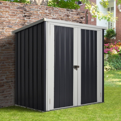 Outsunny Abrigo de Jardim 1,26 m² de Aço Galvanizado com 2 Portas para Armazenamento de Ferramentas 147x86x134 cm Preto