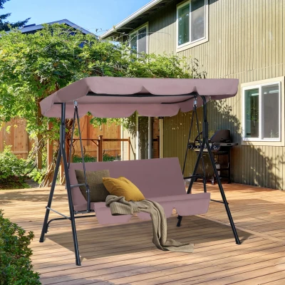 Outsunny 3-Seater Swing Chair, Steel-Brown