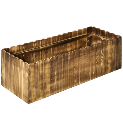 Outsunny 109L Raised Garden Bed, Wooden Rectangle Planter Box, Outdoor Herb Vegetable Flower Pot (100L x 40W x 30H cm)