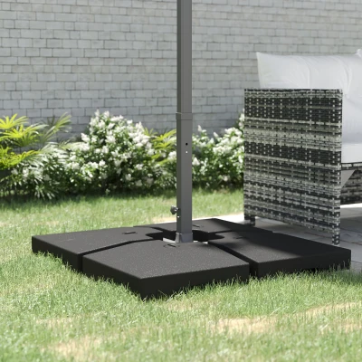 Outsunny 4 Pieces Portable Parasol Base Weights for Umbrella Cross Stand, 120kg Sand/ 80L Water Filled, for Cantilever Parasol  (Metal Pole & Cross Stand NOT INCLUDED)