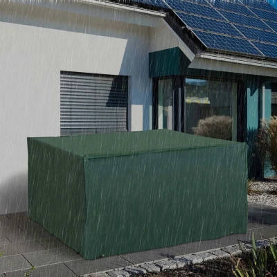 Outsunny UV/Rain Protective Rattan Furniture Cover, 135x135x75 cm-Green