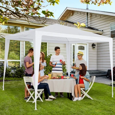 Outsunny Garden Pop-up Gazebo Marquee, 2.7x2.7m-White