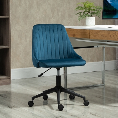 Vinsetto Krzesło biurowe krzesło obrotowe ergonomiczny design aksamitnopodobny poliester kolor niebieski