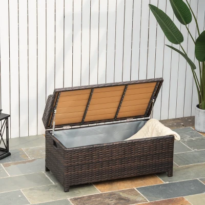 Outsunny Panca Contenitore 130L 2 Persone in Rattan e Alluminio