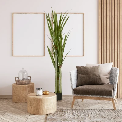HOMCOM Planta Artificial de Mandioca Planta Artificial com 39 Folhas Realistas para Decoração em Casa Ø17x190 cm Verde