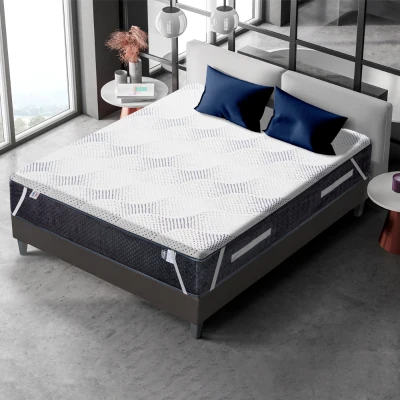 HOMCOM Surmatelas 140 x 190 mémoire de forme 5cm d'épaisseur densité de 50 kg/m³ avec microcapsules de gel rafraîchissant