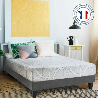 HOMCOM Ensemble matelas mémoire de forme avec microcapsules de gel rafraîchissant + Sommier à lattes 140 x 190 - 2 personnes