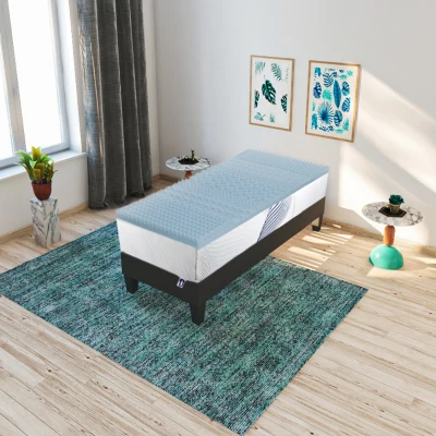 HOMCOM Surmatelas 90 x 190 Gel Refresh mémoire de forme 6cm d'épaisseur 1 place