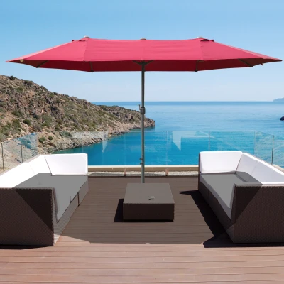 Outsunny 4.6M Double-sided Umbrella Wine Red Sun Shade