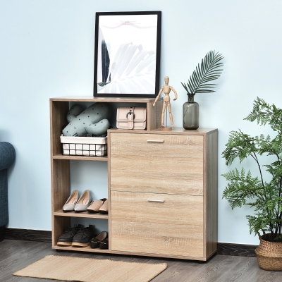 HOMCOM Sapateira de Madeira com Prateleiras de Armazenamento Sapateira para até 20 pares de Sapatos 101,5x25,5x98cm Madeira