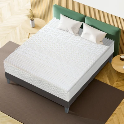 HOMCOM Surmatelas 160 x 200 mémoire de forme 4cm d'épaisseur 2 places - fabriqué en France