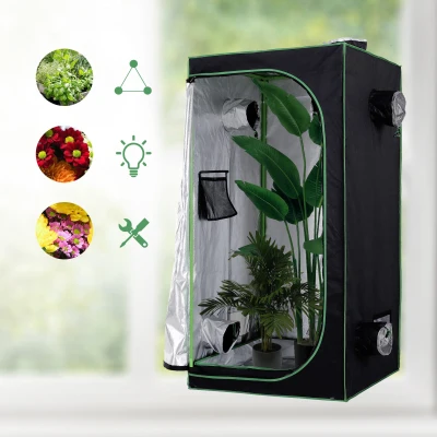 Outsunny Hydroponic Plant Grow Tent, 80L x 80W x 160Hcm-Black/Green