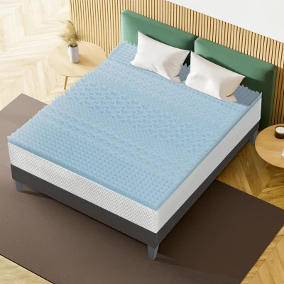 HOMCOM Surmatelas 160 x 200 Gel Refresh mémoire de forme 6cm d'épaisseur 2 places