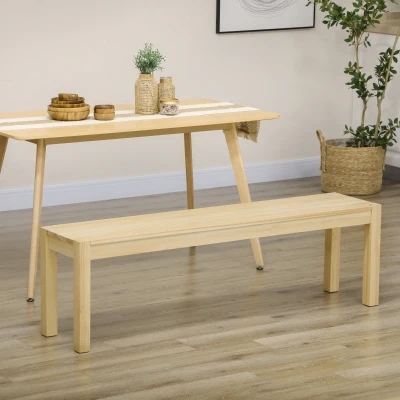HOMCOM Massief houten bank, 3-zits, bank, keukenbank, grenenhout, naturel