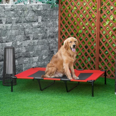 PawHut hondenligstoel outdoor hondenmand kattenmand dierenmand slaapplaats rood