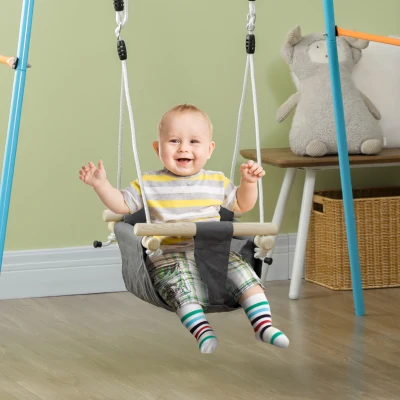 AIYAPLAY Baloiço para Bebés de 9-36 Meses com Cordas Ajustáveis e Assento Acolchoado 40x40x110-180 cm Cinza Escuro