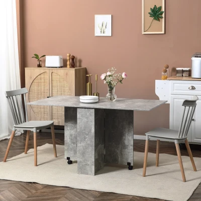 HOMCOM Tavolo Pieghevole in Legno con Ruote 4-6 Persone Grigio