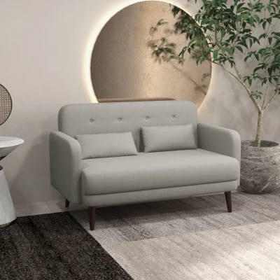 HOMCOM Canapé 2 Places Scandinave Gris Pieds Bois