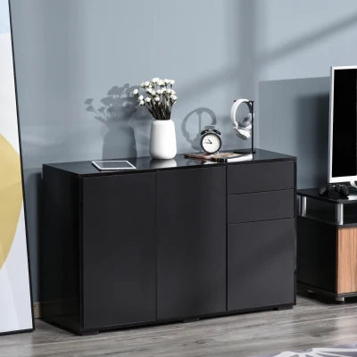 HOMCOM Mobiletto Multiuso Apertura a Pressione Nero 117x36x74cm