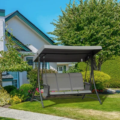 Balansoar de Gradina cu 3 scaune Acoperis, gri