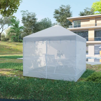 Outsunny Parete per Gazebo 3x3 Set 3 Pezzi in Nylon Bianco