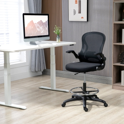 Vinsetto Krzesło do Rysowania Czarne Ergonomiczne Regulacja Wysokości 59x65x102-122cm