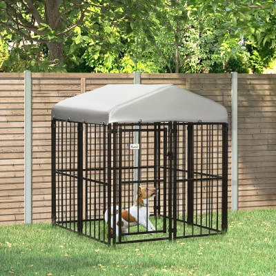 PawHut Kennel Recinto per Cani con Tettuccio 122x122x138 cm