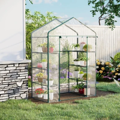 Sera de Gradina din Otel si PVC 143x73x195cm Transparent