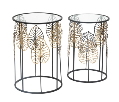 PERECHE MESE FRUNZE GLAM  CM Ø 38X55-33X50