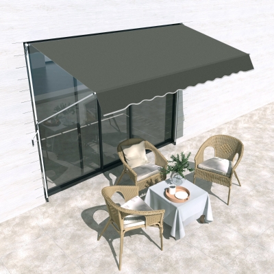 Outsunny Toldo Manual Retrátil para Exterior 300x150x170-280cm Toldo Enrolável Altura Ajustável com Manivela Proteção Solar para Terraço Balcão Jardim Cinza