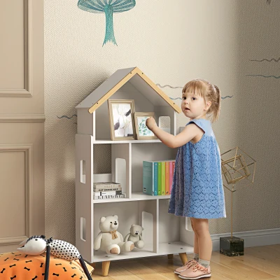 ZONEKIZ Libreria in Legno di Pino e MDF per Bambini 3-6 Anni 3 Livelli