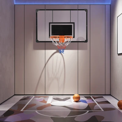SPORTNOW Tabela de Basquetebol de Parede com Quadro e Estrutura de Aço para Utilização em Interiores e Exteriores 113x61x73 cm Preto