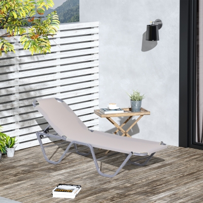 Outsunny® Leżak Plażowy 5-stopniowy Ogrodowy Aluminium Oxford Kremowy