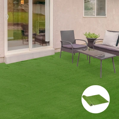 Outsunny Césped Artificial 3x1 m con Altura de Hierba 25mm Rollo de Hierba Sintética de Exterior para Jardín y Terraza
